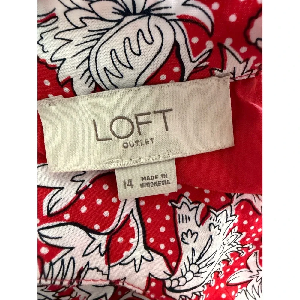 LOFT Outlet Red Floral Halter Neck Wide Leg‎ Jumpsuit Tie Back Womens 14